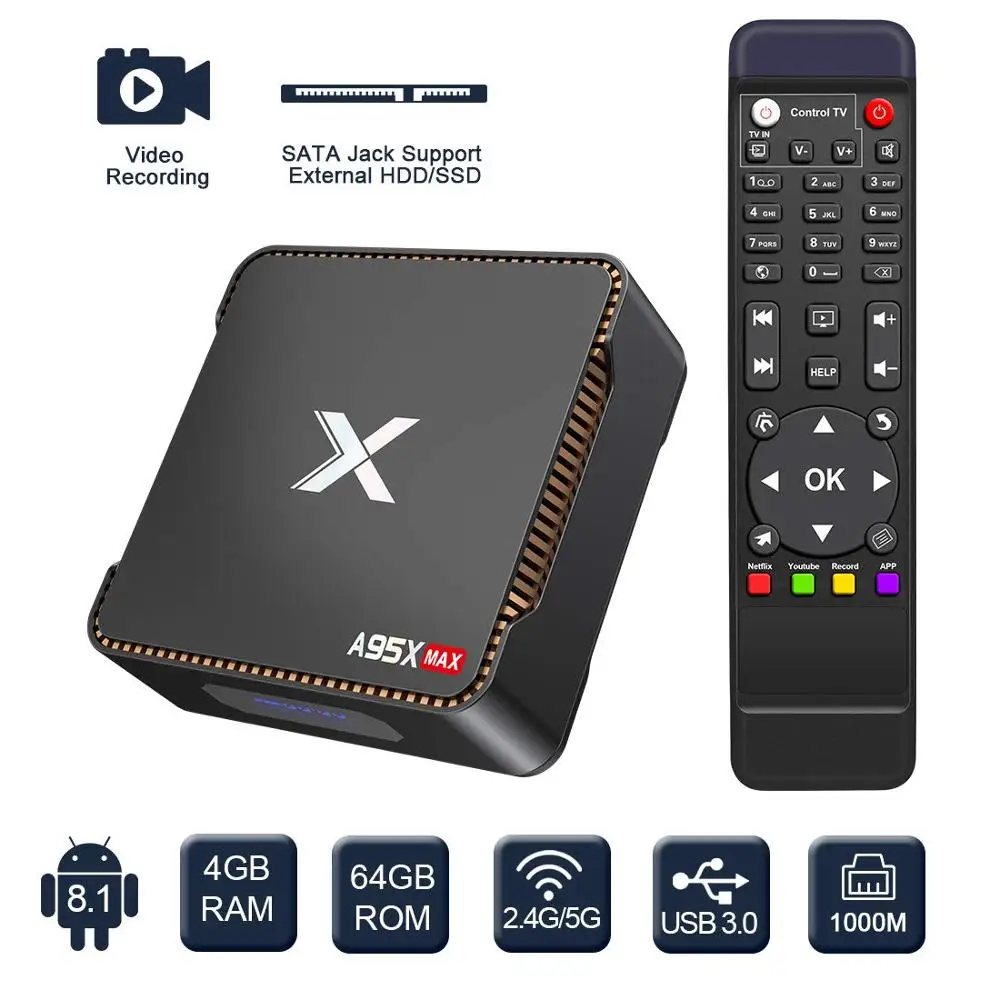 

Smart TV Box A95X MAX X2 Home Movie Media Player 2.4G/5GHz Dual Wifi Box 4K HDR Android 8.1 Set Top Box Support Video Recording