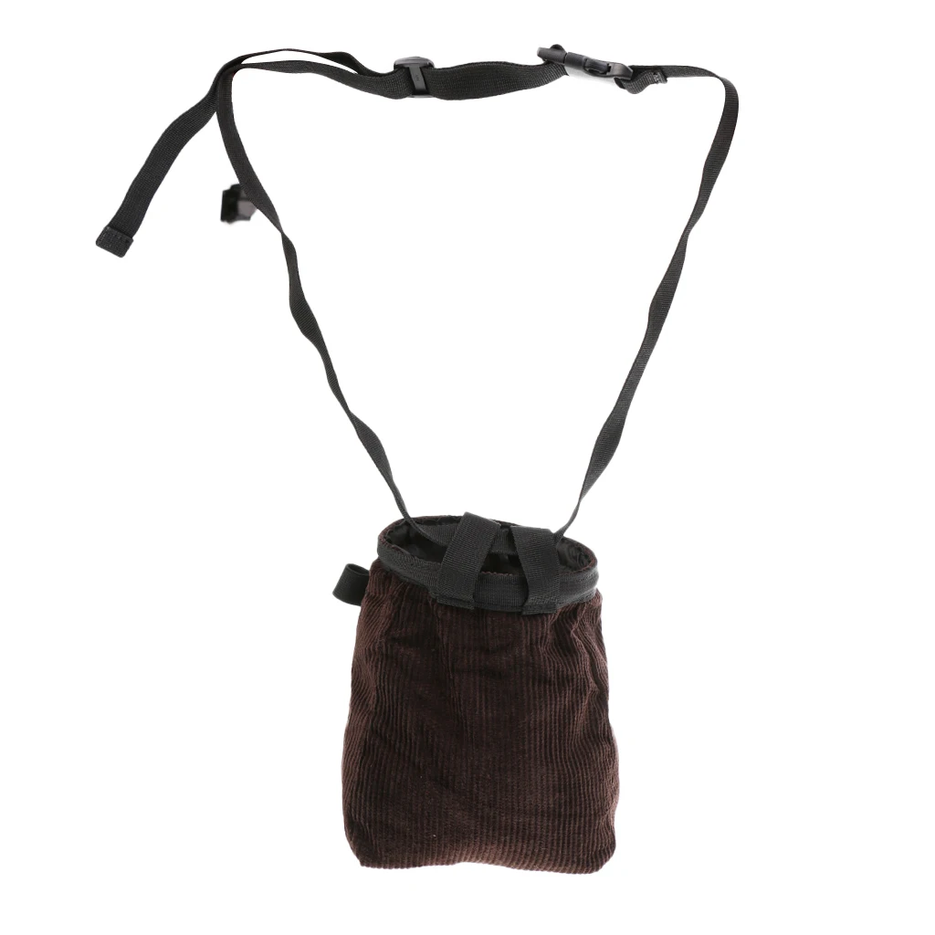 Rock Climbing Chalk Bag With Waist Belt & Drawstring Closure - Coffee