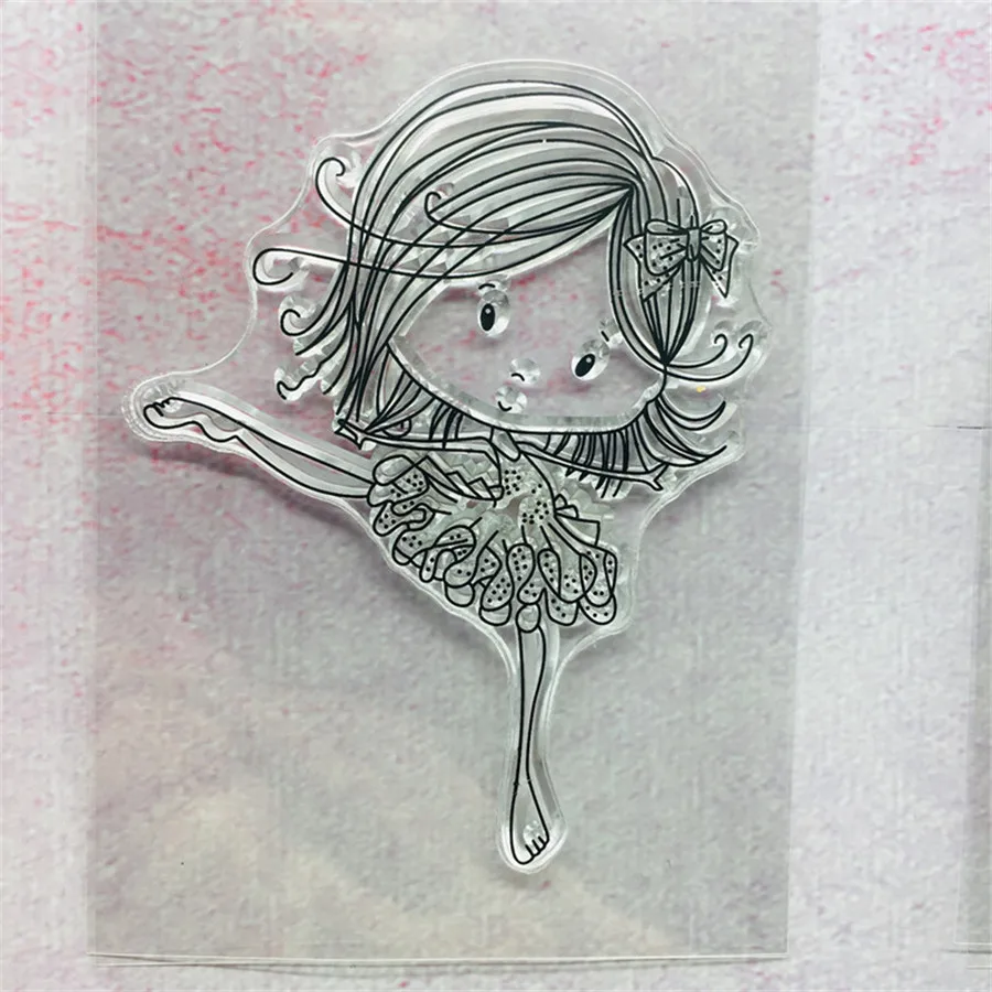 

Cartoon Dancing Little Girl Transparent Clear Silicone Stamp DIY Scrapbook Sticker Album Envelope Decorative Rubber Stamps A264