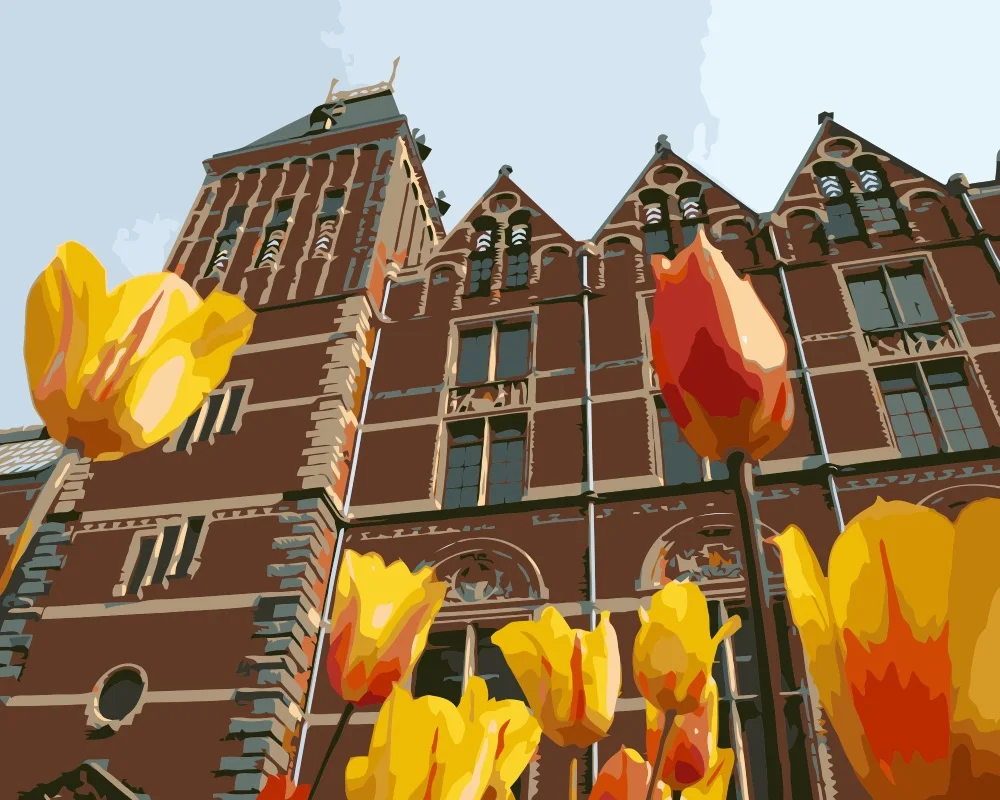 MaHuaf i757 Amsterdam Netherlands landscape painting by numbers on