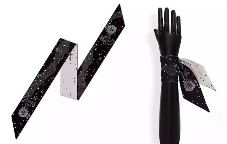 12 созвездий серия Таро дизайн печати женский шелковый шарф модный головной маленький галстук связать обернуть мешок ленты волосы шарфы