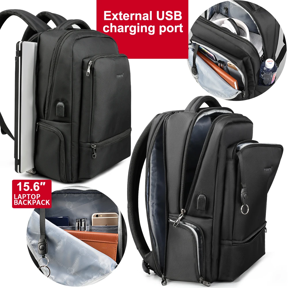 Waterproof Nylon Travel Backpack Men's Backpacks for 15.6