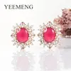 YEEMENG de moda de joyería de la boda de las mujeres de oro fiesta cristal 5 colores azul/rosa/verde/rojo piedra Artificial elegante pendientes de la gota ► Foto 1/6