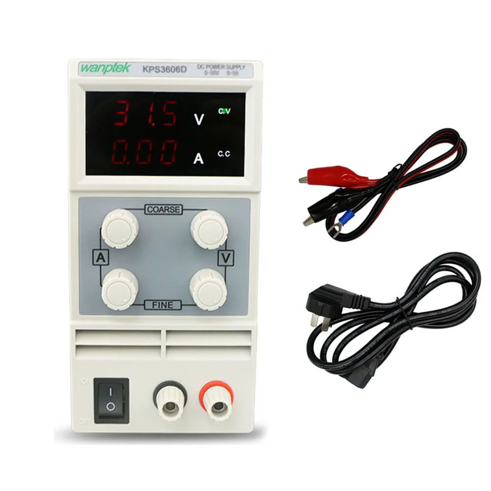 

KPS3606D Mini Adjustable Double LED 3 Digits Display DC switch Regulated Power Supply 36V/6A Laboratory power supply