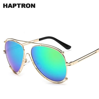 

HAPTRON Vintage Round Sunglasses Women Luxury Brand Mirror Glasses Retro Alloy Unisex oversized Sun glasses oculos de sol