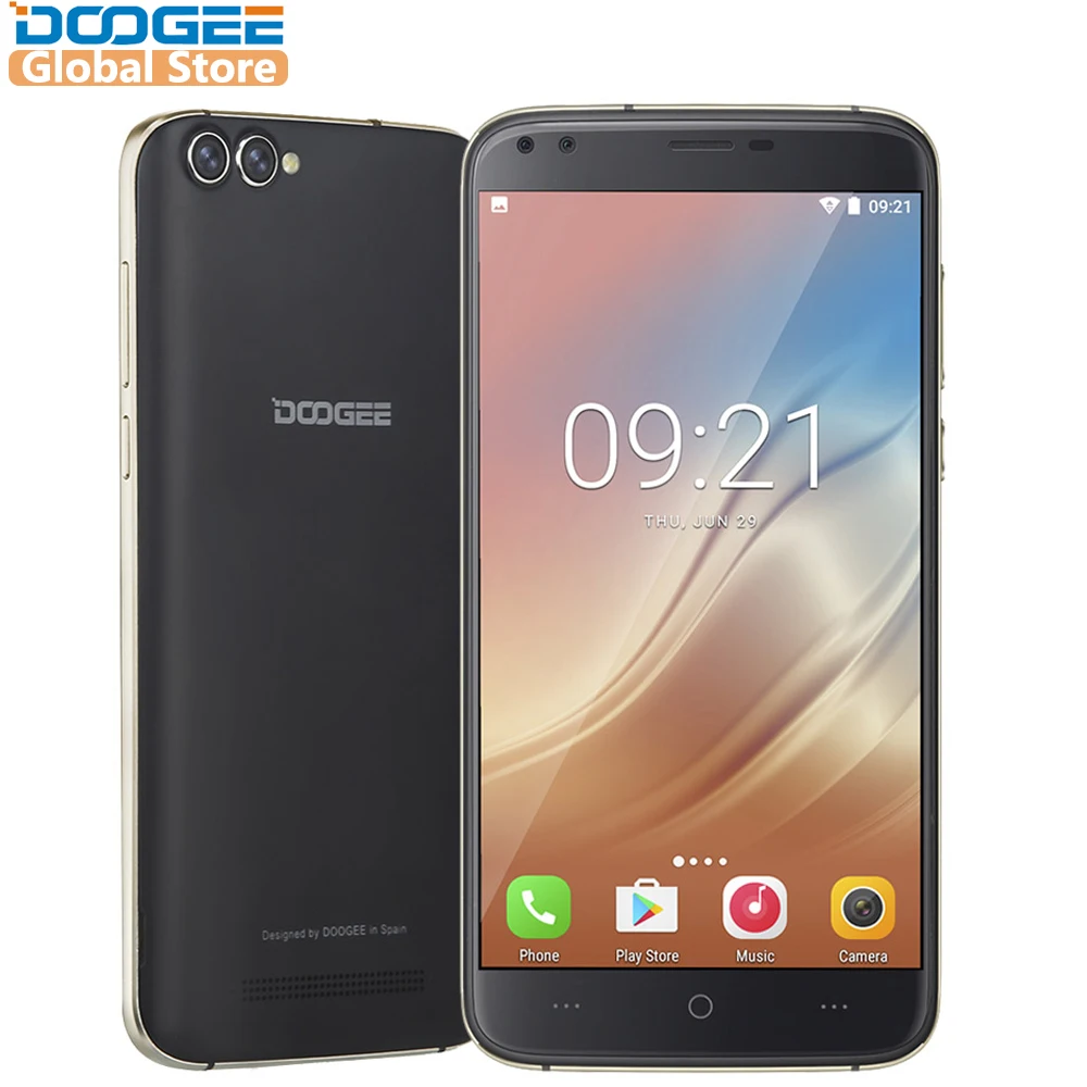 DOOGEE X30 Quad Камера 2x8,0 Мп + 2x5,0 Мп Android 7,0 мобильный телефон 3360 mAh 5,5 ''HD MTK6580A 4 ядра 2 Гб Оперативная память 16 Гб Встроенная память смартфона