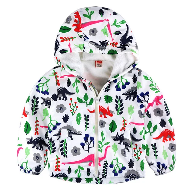6 7 8 Years Kids Jackets For Boys Clothes Dinosaur Print Children Outerwear & Coats Baby Hooded Windbreaker Coat Boy's Clothing