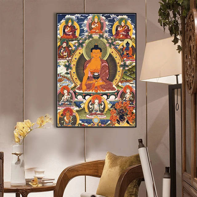 Sakyamuni Buddha Religious Belief Thangka Canvas Print 1