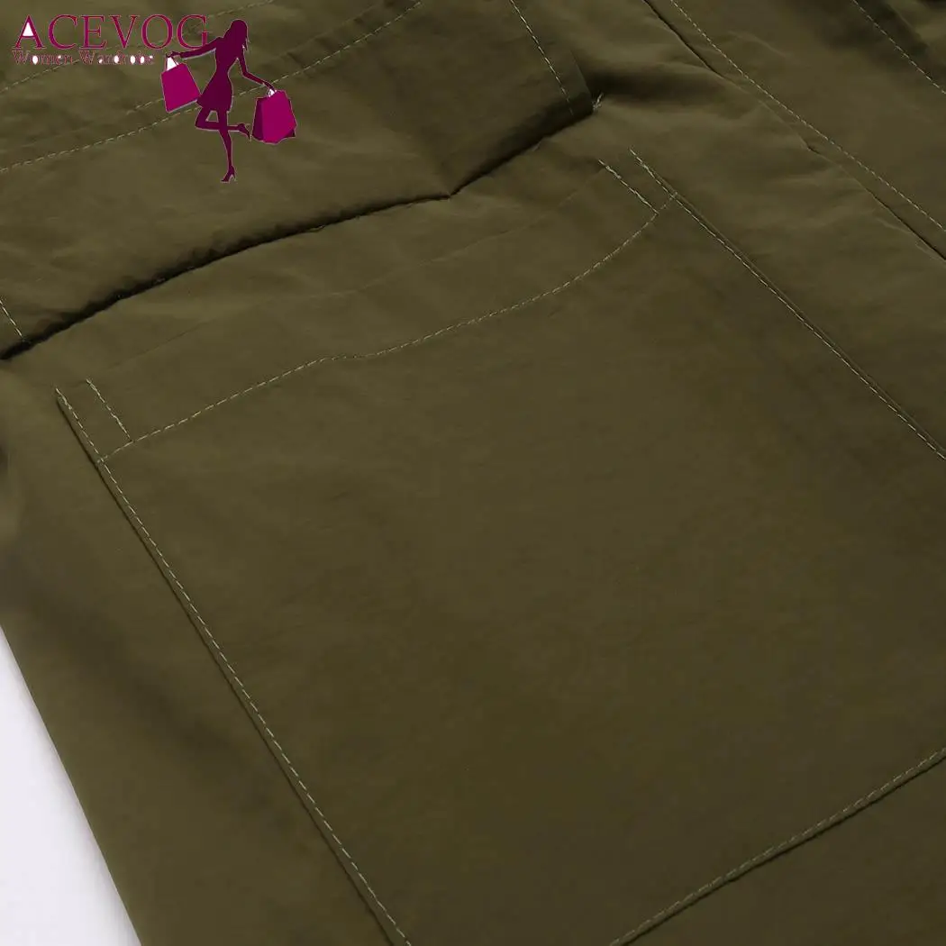 La Parkas À D'hiver army Solide Plus Épaissie Femmes Polaire Acevog Étanche Hiver Casual Chaud Green Taille Blue Outwear Capuche Veste Puffer Black navy 6fyb7g