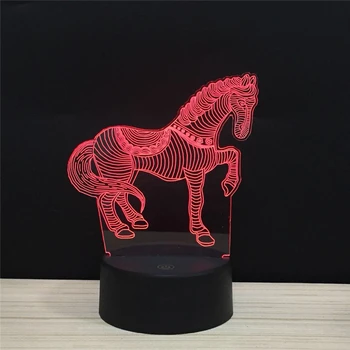 

Horse LED 3D Night light USB charging Acrylic optic lights decoration Nights lamps kids gifts for baby touch and remote 7 Colors