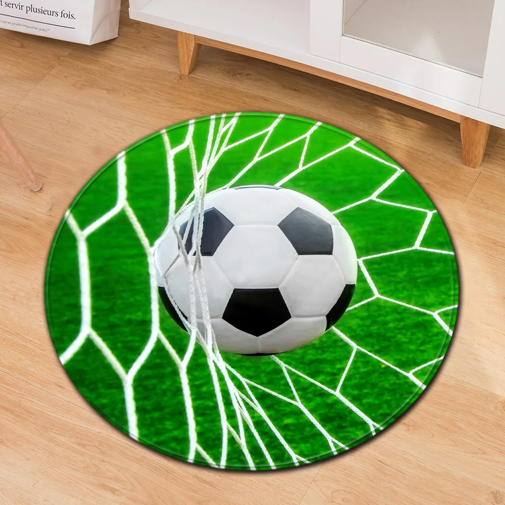 Round Mat 3D Creative Football/Basketball pattern Print carpets for Living Room Bedroom Area Rug Flannel Child Room Decor Carpet