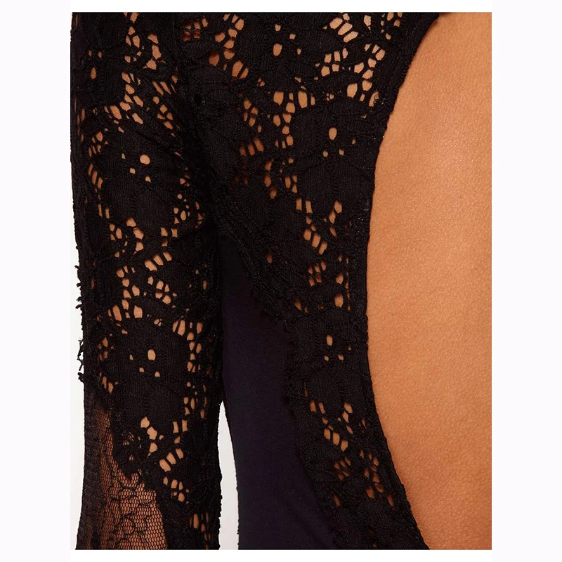 HU&GH Elegant Women Long Sleeve Backless Embroidery Bodycon Rompers Body Macacao Feminino Clubwear Overalls Sexy Lace Jumpsuit (1)