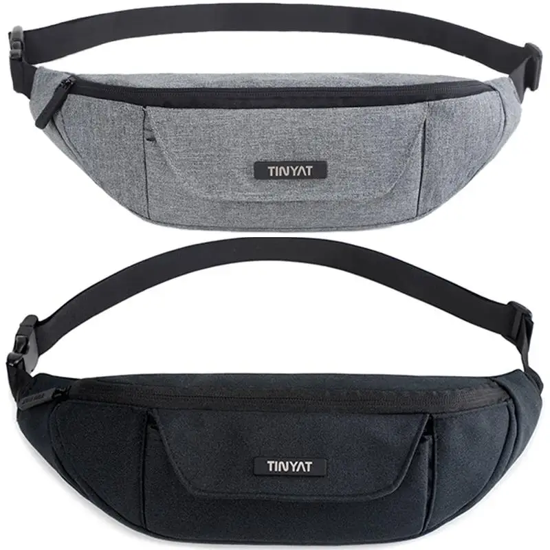 

AUAU-Tinyat Men Waist Bag Functional Waist Pack Casual Belt Bag Pouch For Phone Money 3 Pockets Large Belt Pack Canvas Fanny B