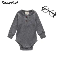 Seartist/Комбинезоны для маленьких мальчиков и девочек, Bebes, однотонный серый и черный комбинезон, костюм для новорожденных, одежда для