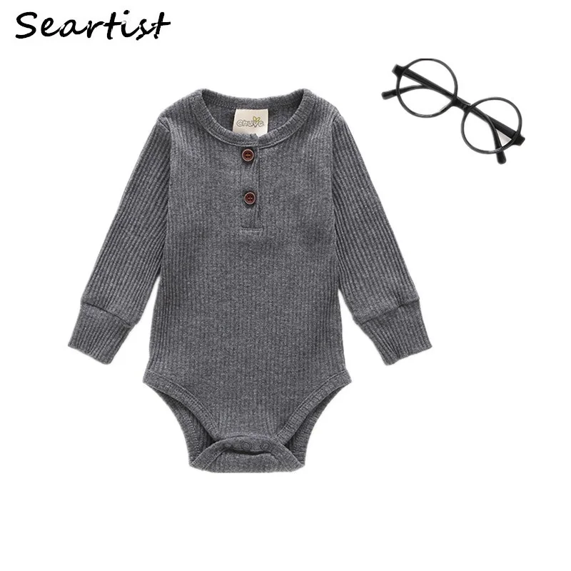 

Seartist Baby Boys Girls Bodysuit Bebes Solid Color Gray Black Jumpsuit Newborn Baby Boy Ribbed Clothes Outfit 0-2Y 2019 New 45