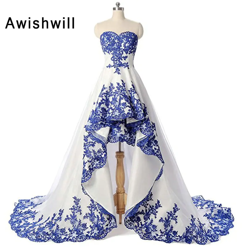 

Real Photos Strapless Sleeveless Short Front Long Back Lace Satin Evening Dress Bride Banquet Formal Party Gowns Vestidos