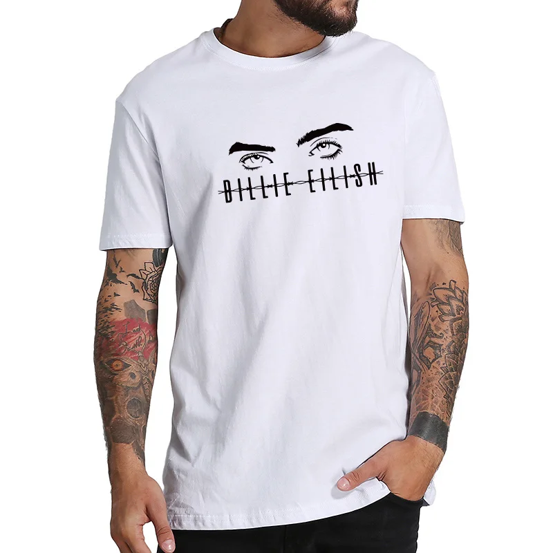 Billie Eilish T camisa cantante de Pop ropa Cool blanco Camiseta de cuello redondo de 100% algodón Camiseta, Camiseta Unisex tamaño de la UE