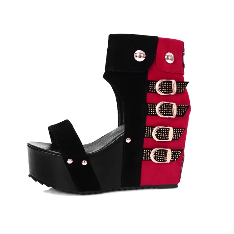 Женские босоножки новые стильные летние разноцветные женские туфли из флока на высоком каблуке с открытым носком на молнии с металлическими украшениями 34-39