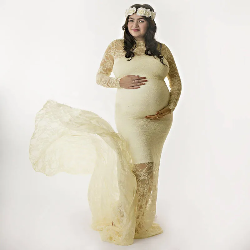New Maternity Photography Props Maxi Dress Maternity gown Lace Dress Fancy Shooting Photo Clothes for Pregnant Women