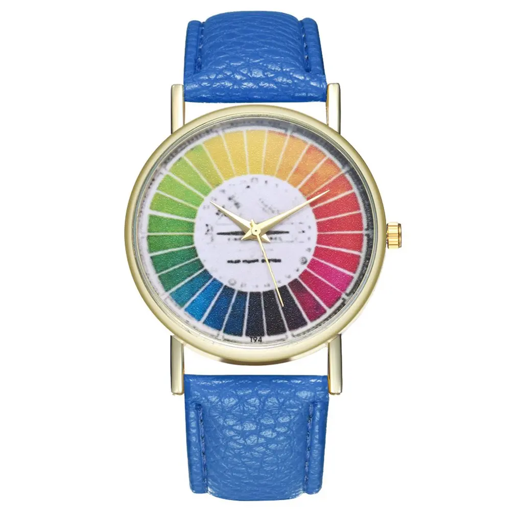 

Fashion T94 Color Wheel Art Leather Strap Quartz Watch Fashionable Popular Nice High-quality