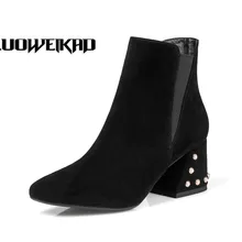 Rivet Heels font b Shoes b font font b Women b font Medium Heel Short Boots