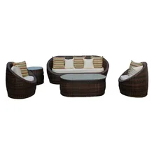 Горячая ротанга набор мебели в гостинную патио 5 шт используется ротанга диван для продажи