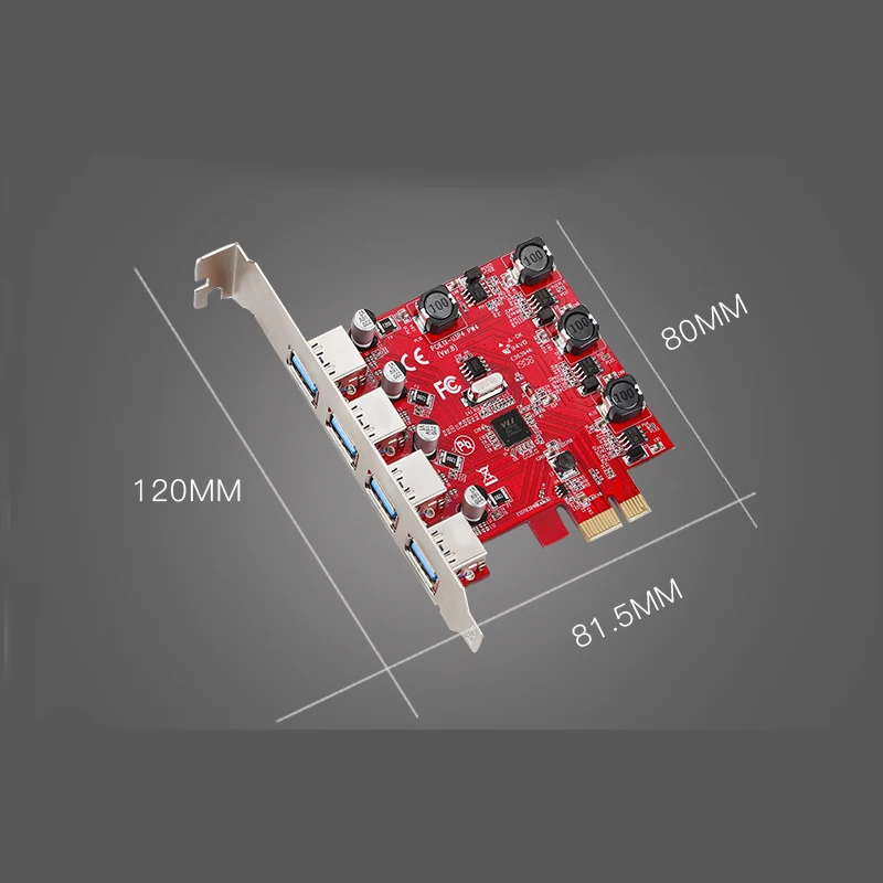 DIEWU PCIe USB 3 0 Расширительная карта 4 порта переходная адаптер красная печатная