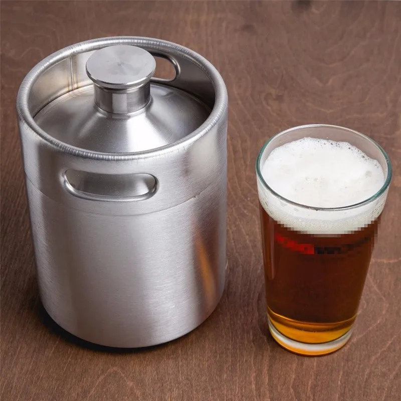 Brand New Stainless Steel 2L 64oz Mini Beer Bottle Barrels Beer Keg Screw Cap Beer Growler