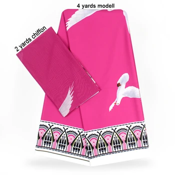 

2 Pcs Set 4 Yards African Ankara Prints Modell Material & 2 Yards Chiffon Ankara Chiffon Fabric YBXM-59