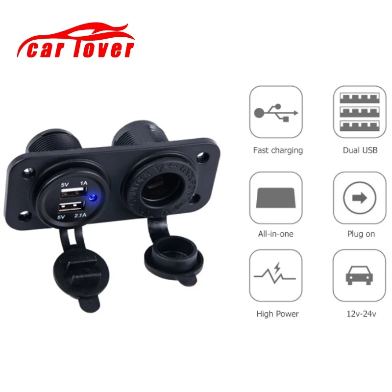 

car cigarette lighter socket splitter charger 12V Boat Marin Car Cigarette Adapter Charger + Fixed Board Car Power Supply usb