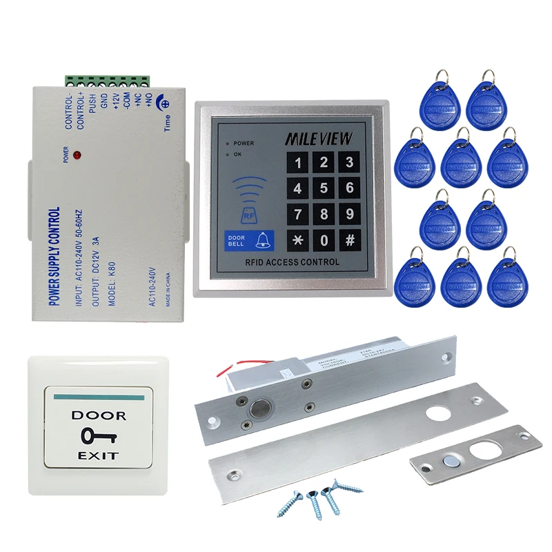 

Free Shipping Brand NEW Rfid Door Access Control System Set + Electronic Drop Bolt Door Lock +Rfid Keypad + Exit Button IN STOCK