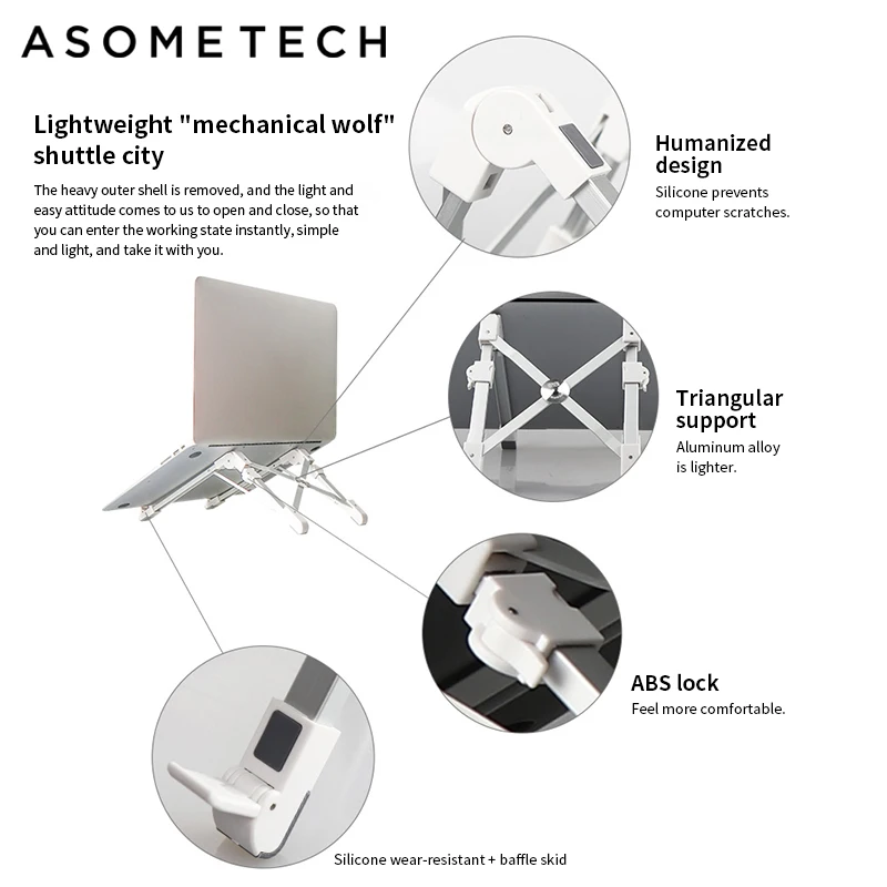 Ultralight Laptop Stand Support 15 inches or less Laptop holder For macbook pro air stand desktop Adjustable Fold Notebook Stand