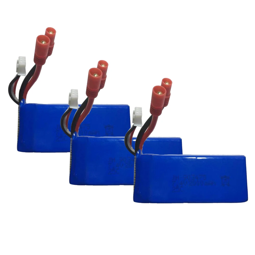 

7.4V 2000mAh 25C Lipo Battery(Banana Plug) for Syma X8C X8W X8G RC Quadcopter,Pack of 3 Blue