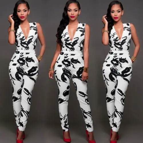2017 Brand Summer Women Jumpsuit Romper Sexy Strap V Neck Sleeveless Floral Print Beach Elegant Bodycon Overalls 2017 Brand Summer Women Jumpsuit Romper Sexy Strap V Neck Sleeveless Floral Print Beach Elegant Bodycon Overalls