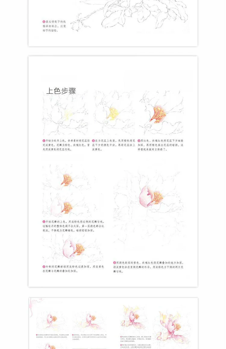 Цветной карандаш техника рисования книга для начинающих цветок линия рисования Китайский древний стиль живопись книги по искусству пачка