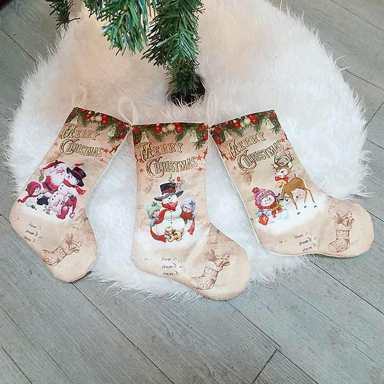 Рождественские чулки маленькие сапоги с орнаментом рождественские чулки s подвески из ткани с рождественским рисунком вечерние украшения для дома подарочный пакет