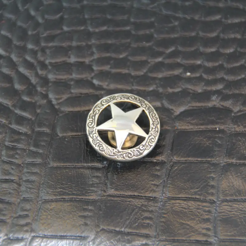 (RM18) 3pc 3/4''(2cm) Western Texas Star Concho Silver Brass Conchos w/Black Leathercraftin