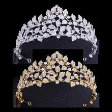 Винтажные диадемы в стиле барокко с золотыми листьями и стразами, свадебные аксессуары для волос, украшения для головы BH