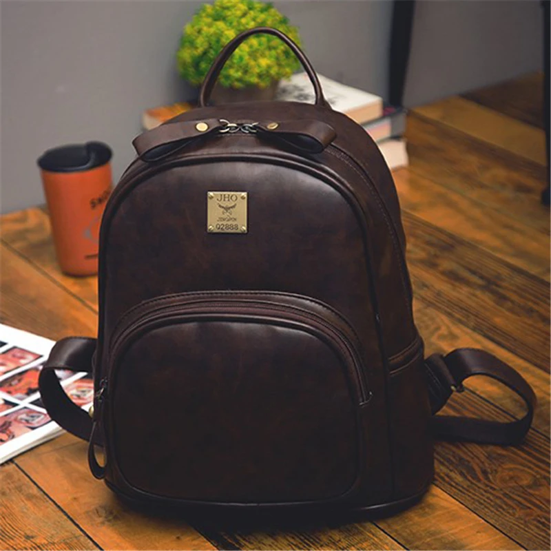 2017 Fashion Women Vintage PU Leather Small Backpacks For Bookbag Lady Backpack School College Female Girls