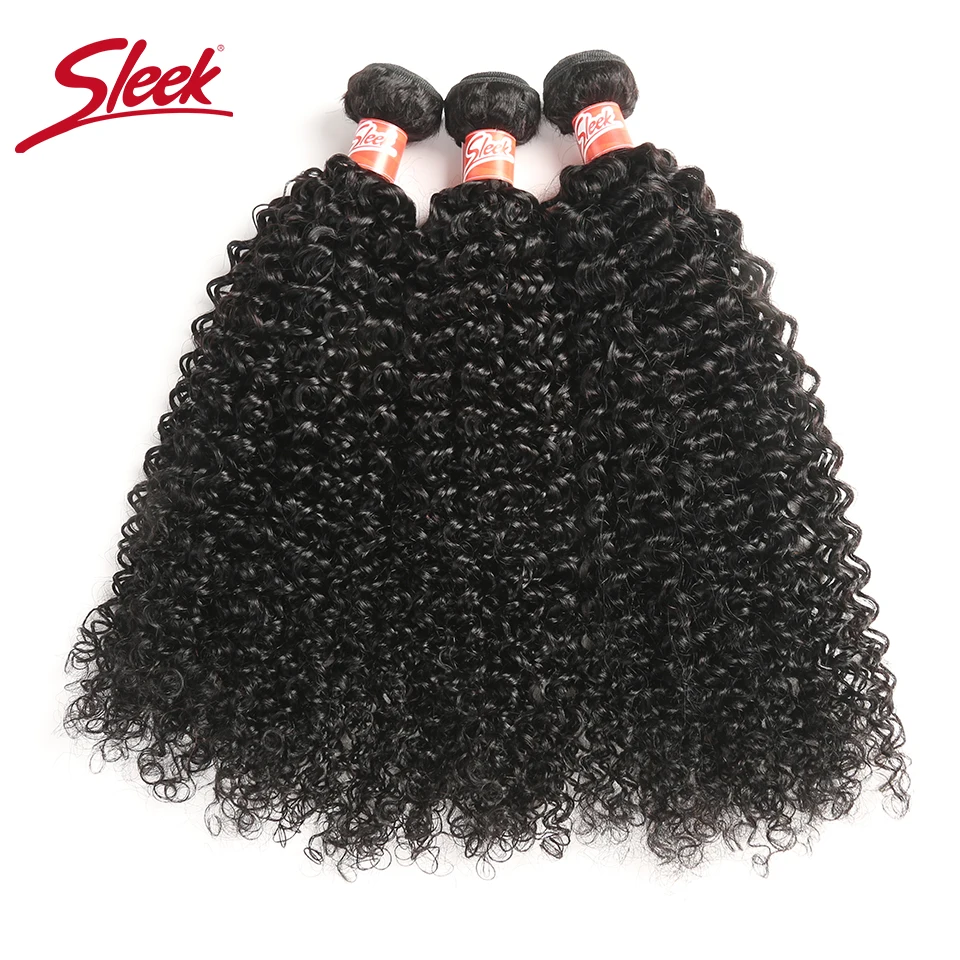 Sleek Brazilian Curly Hair 1/3/4 Deal 8 to 28 30 Inch Non Remy Kinky Curly Human Hair Extensions Natural Color Human Hair Bundle