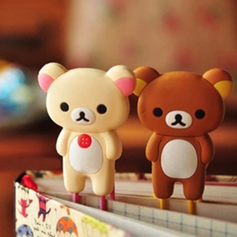 

P35 1PC Kawaii Cute Rilakkuma Rabbit Silicone Paper Clip Bookmarks Book Marker of Page Student Stationery School Office Supply