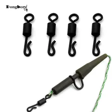 Giratorios de cambio rápido para pesca de carpa, cuerpo largo en forma de Q, Color negro mate, tamaño 8, 100 Uds.