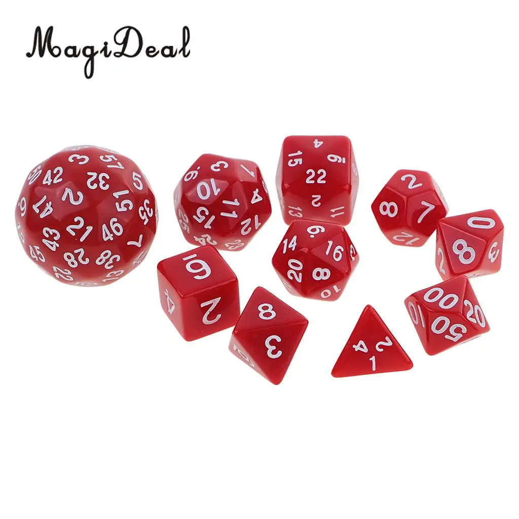 10 Pieces Acrylic Digital Dices Multi-Sided Dice Set for RPG Playing Game Tabletop Games Board Game Children Adult Youth Toys