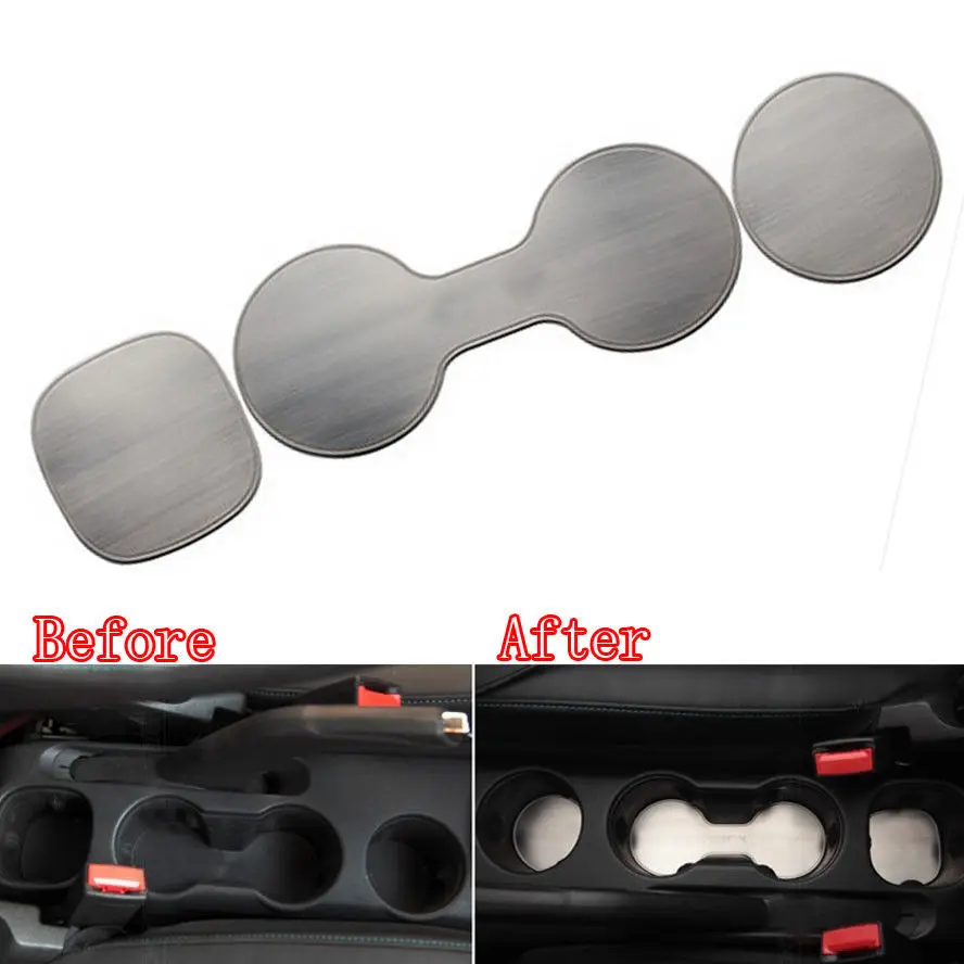 

3 Pcs Stainless Water Holder Cup Mat Pad Cover Trim Sticker Car styling covers Frame decoration Fit for Trax 2014