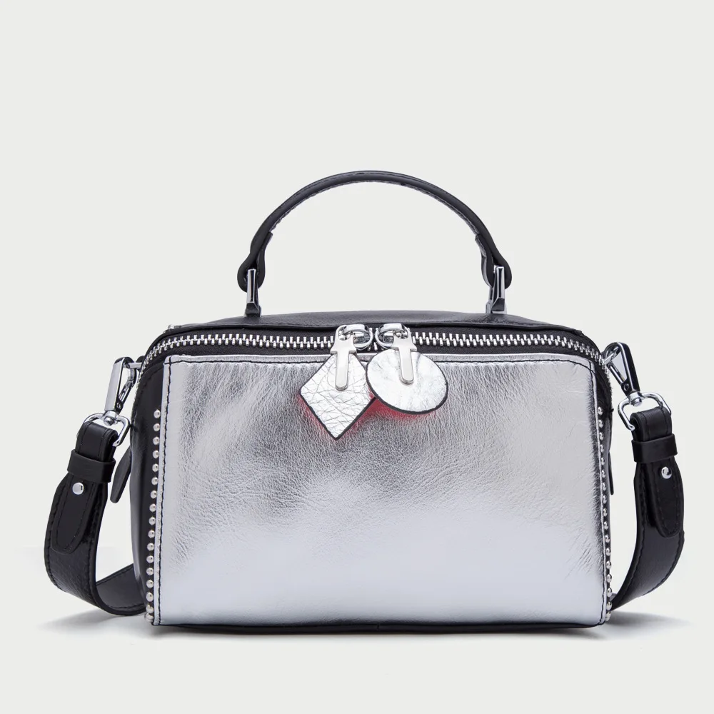

2019 Luxury Handbags Rivet Genuine Leather Cowhide Totes Crossbody Bags Women Bags Designer Shoulder Bag Ladies Messenger Bag