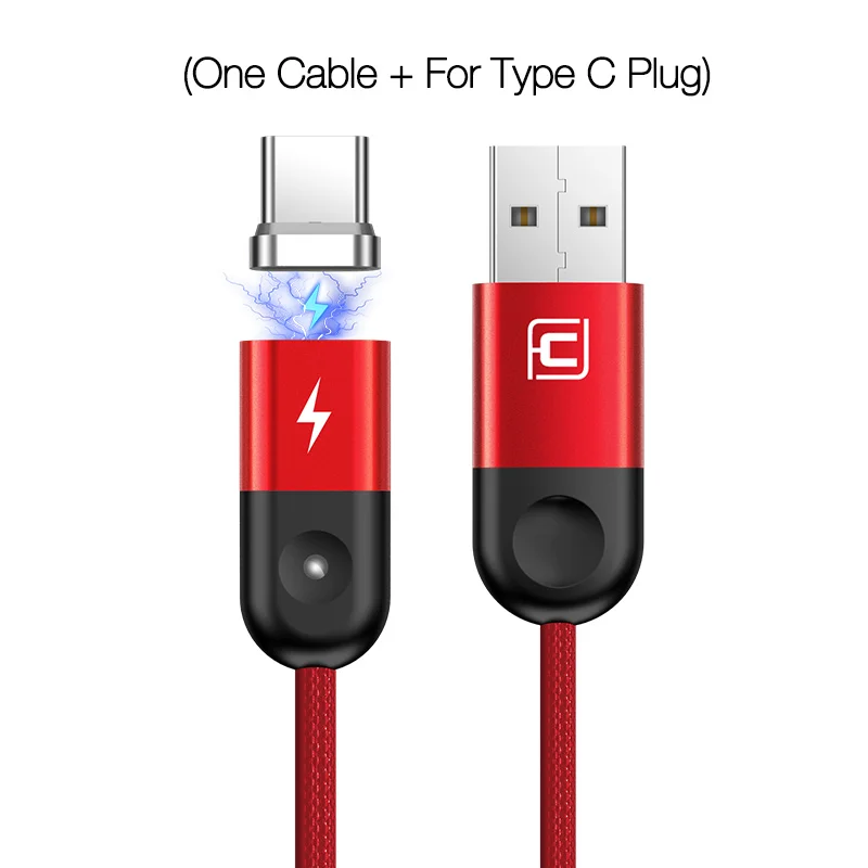 CAFELE, кабель для быстрой зарядки, usb type-C, светодиодный светильник, магнитное зарядное устройство USB для iPhone, samsung, huawei, Xiaomi, синхронизация данных - Цвет: red for Type-c