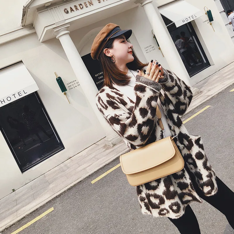 Wholesale High Quality 2019 Spring Autumn Fashion Leopard Single Breasted Knitting Long Cardigan Plus Sie Sweater Oversized Coat Wholesale High Quality 2019 Spring Autumn Fashion Leopard Single Breasted Knitting Long Cardigan Plus Sie Sweater Oversized Coat