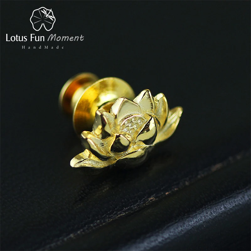

Lotus Fun Moment Real 925 Sterling Silver Designer Handmade Fashion Jewelry Vintage Lotus Flower Women Brooches Broche Pin Badge