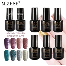 MIZHSE гель для ногтей с блестками лак Гель-лак для ногтей, Vernis Перманентный лак для ногтей маникюрный набор, грунтовка, база, основа, и верх-акрил гель лак