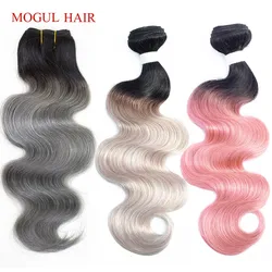 MOGUL HAIR 1 Piece Only T 1B Dark Grey Body Wave Hair Extensions Ombre Brazilian Remy Human Hair Weave Bundles 10-18 inch